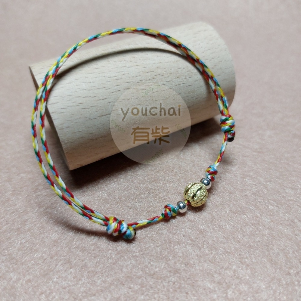 【youchai有柴】銀珠五色線防水蠟線平安繩手繩手環．腳繩腳環．紅繩手環．手工編繩．紅繩手環．飾品．小禮物-細節圖7