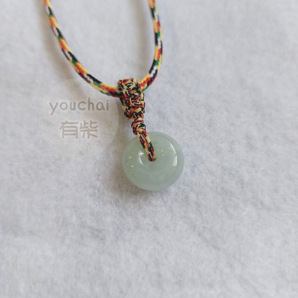 翡翠玉平安扣平安繩項鍊繩五色線七色線・手工編繩・youchai有柴-細節圖2