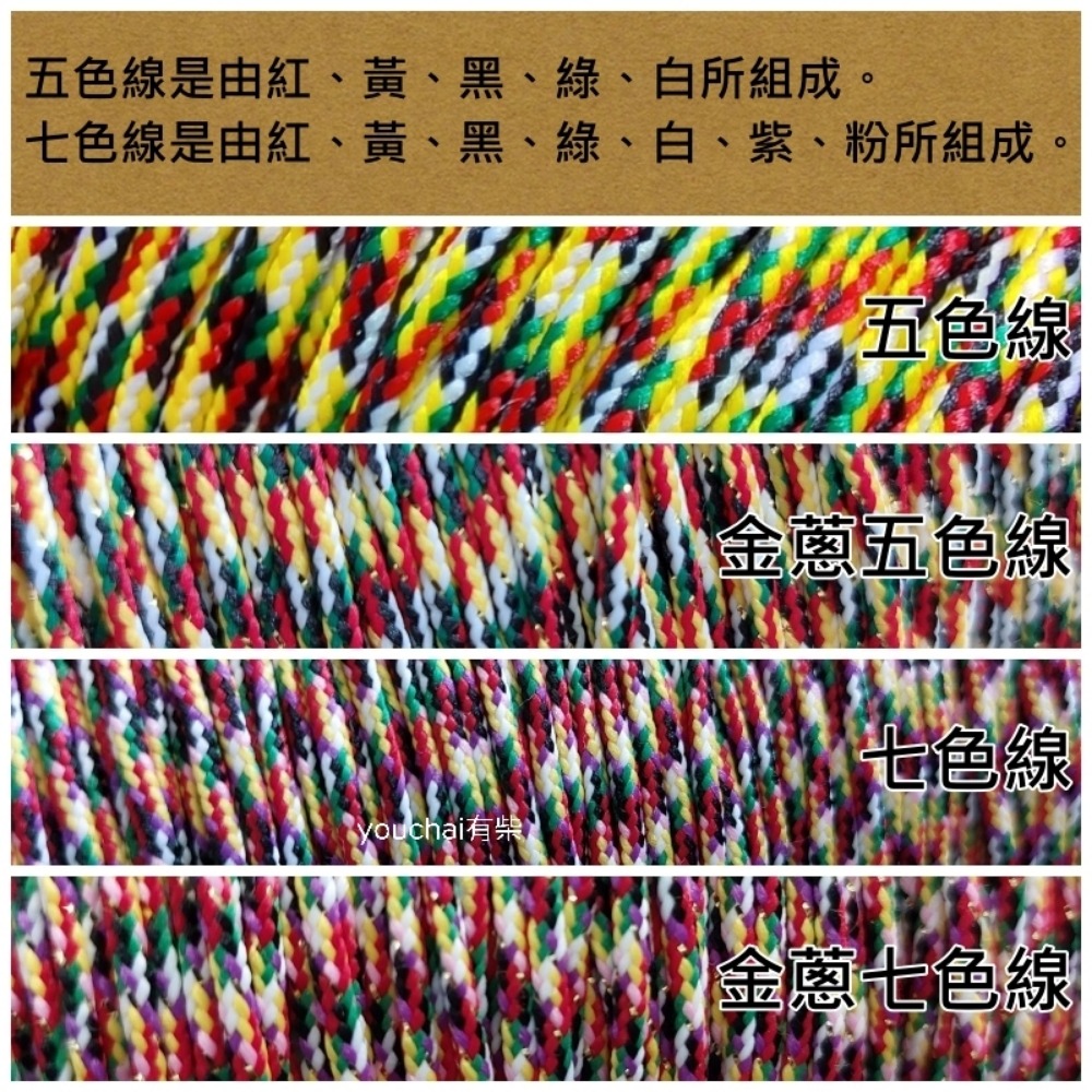 【youchai有柴】基本款-珠扣式-金剛結五色線七色線平安繩手繩手環．自選繩線色．韓國蠟線．手工編繩．紅繩．飾品-細節圖9