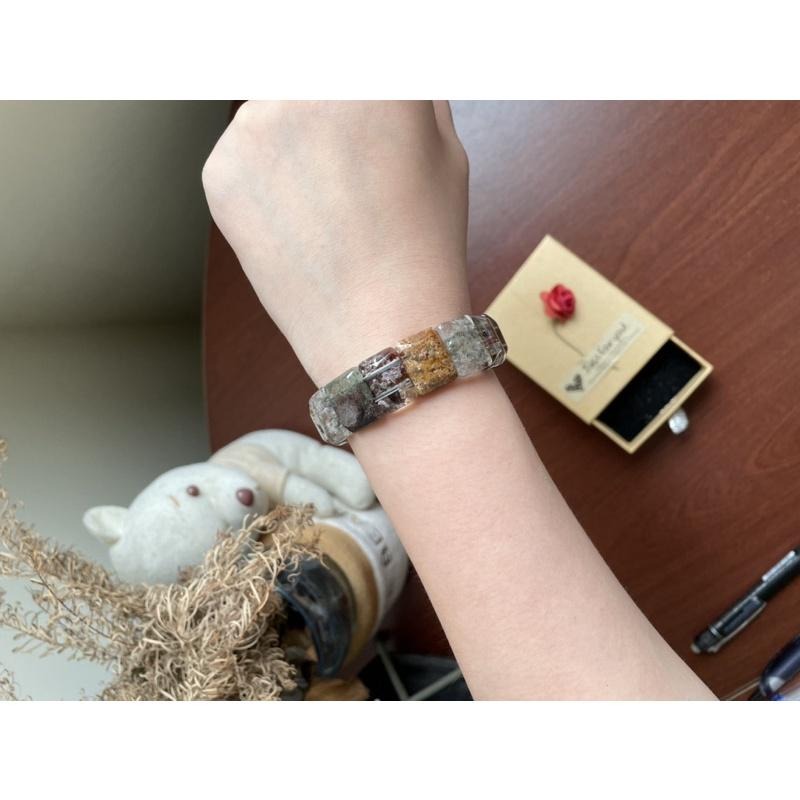 ♪ 四季幽靈♪- 天然16mm厚板異象共生水晶-手排/手鍊-細節圖5