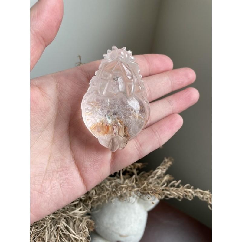 ♪膠花幽靈/黃膠花/紅綠幽靈/白水晶♪- 天然幽靈共生龍龜擺件/手工雕件-細節圖2