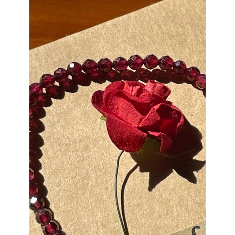 ♪石榴石♪- 3mm天然石榴石鑽切手鍊-細節圖2