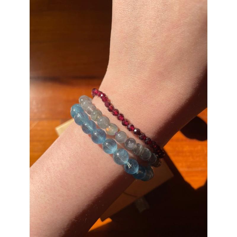 ♪石榴石♪- 3mm天然石榴石鑽切手鍊-細節圖4