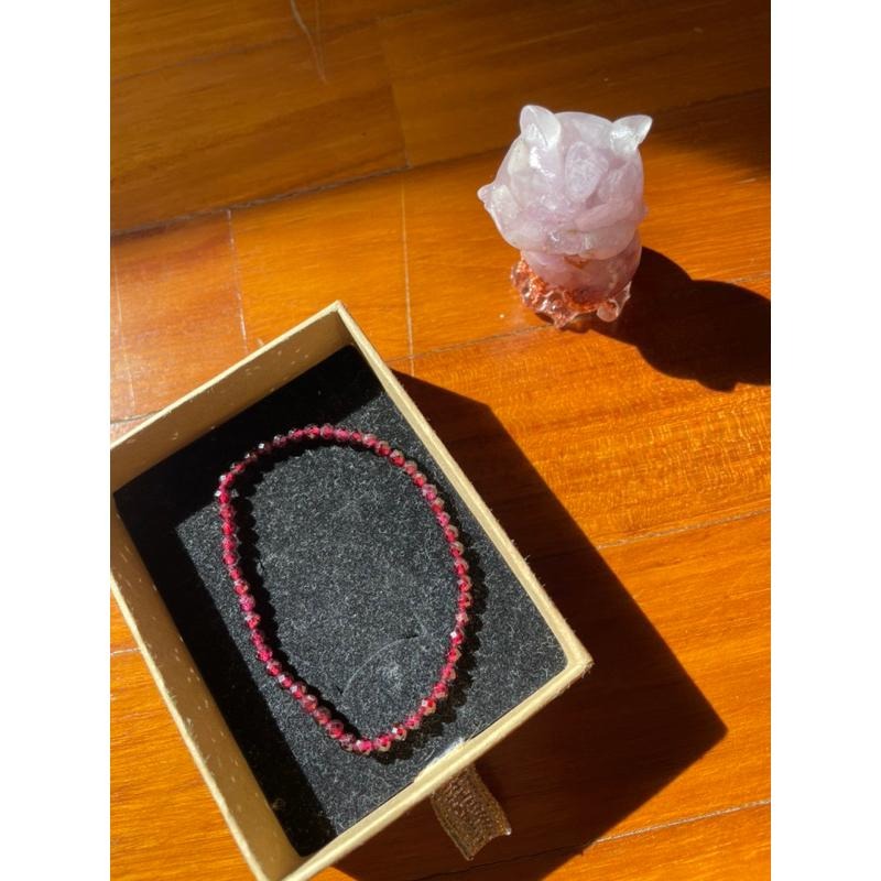 ♪石榴石♪- 3mm天然石榴石鑽切手鍊-細節圖6