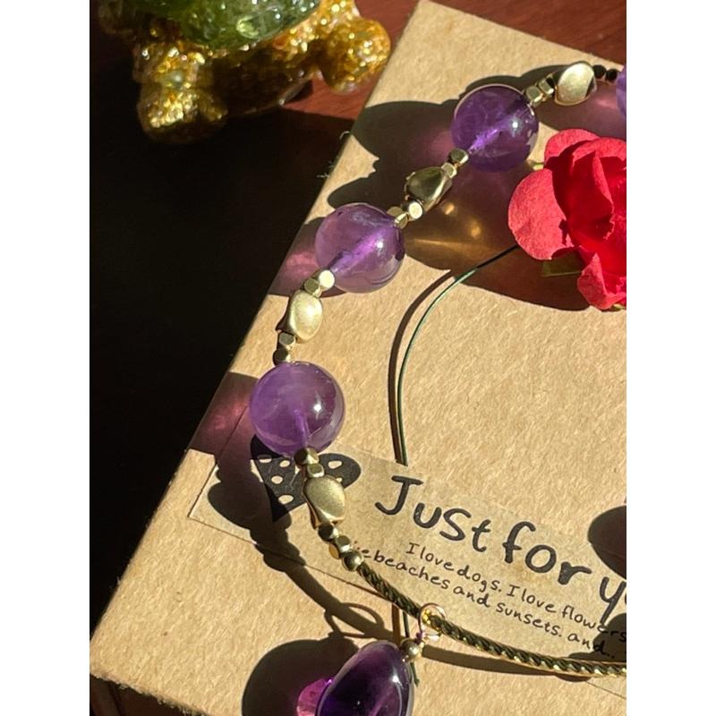 ♪紫水晶♪- 天然10mm紫水晶原礦紫晶設計款—頂輪—第七輪設計款手珠/手鍊-細節圖2