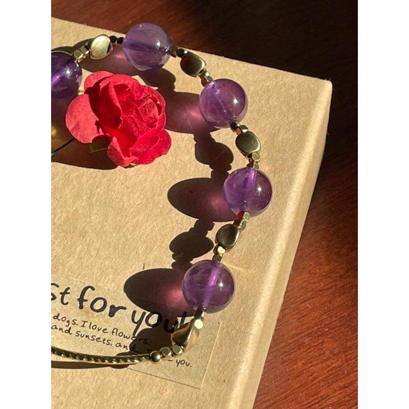 ♪紫水晶♪- 天然10mm紫水晶原礦紫晶設計款—頂輪—第七輪設計款手珠/手鍊-細節圖3