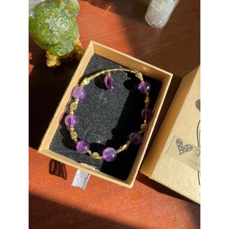 ♪紫水晶♪- 天然10mm紫水晶原礦紫晶設計款—頂輪—第七輪設計款手珠/手鍊-細節圖7