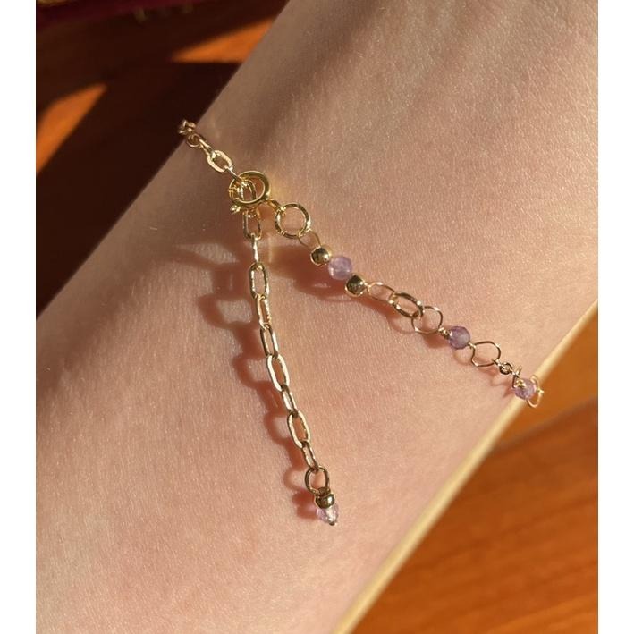 ♪天然紫水晶+14k包金♪- 2月份誕生石系列—紫晶鑽切二月設計款—手鍊/手鏈-細節圖6