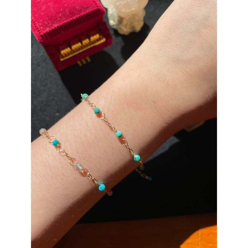 ♪天然綠松石+14k包金♪- 12月份誕生石系列—湖北綠松石鑽切十二月設計款—手鍊/手鏈-細節圖3