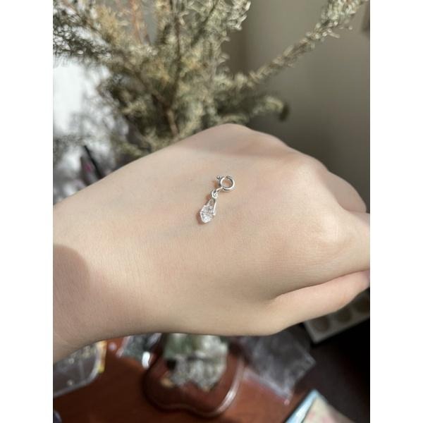 ♪ 赫基蒙/閃靈鑽/雙尖水晶/原礦紐約閃靈+s925純銀♪- 天然5～6mm美國閃靈鑽水晶純銀—項鍊/吊墜/墜子/隨意扣-細節圖4