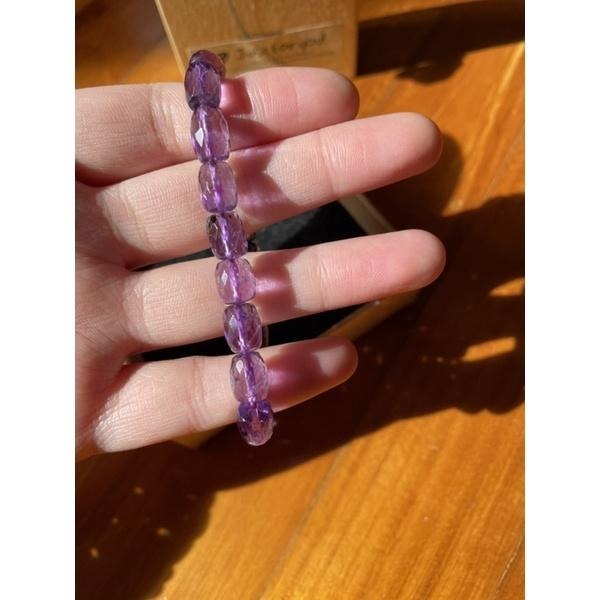 ♪紫水晶♪- 天然無優無染7mm桶珠鑽切清透紫晶高工切面—手珠/手鍊-細節圖2