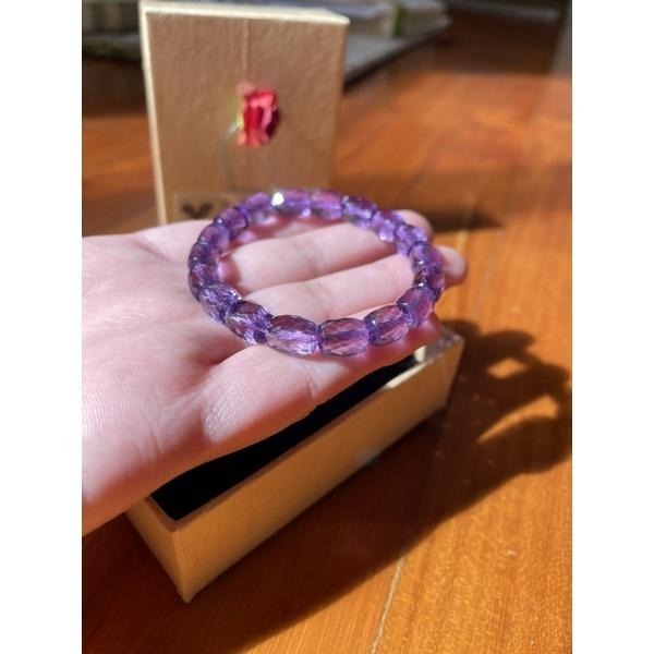 ♪紫水晶♪- 天然無優無染7mm桶珠鑽切清透紫晶高工切面—手珠/手鍊-細節圖3