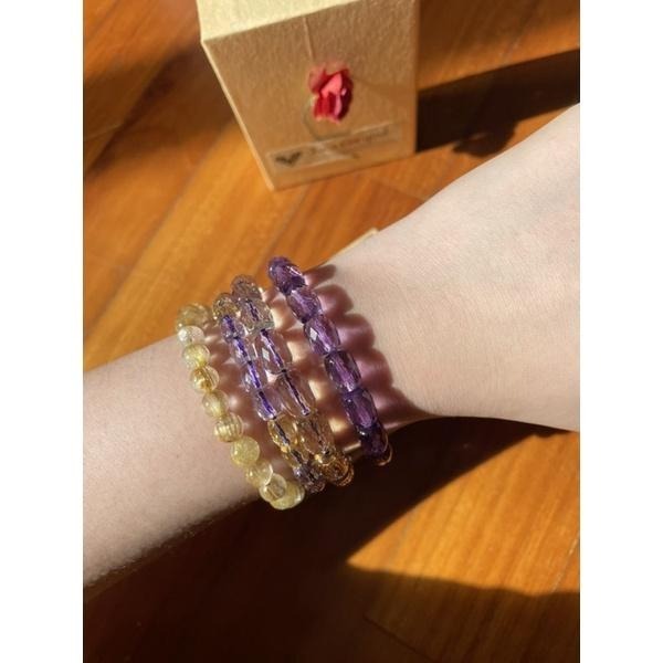 ♪紫水晶♪- 天然無優無染7mm桶珠鑽切清透紫晶高工切面—手珠/手鍊-細節圖4