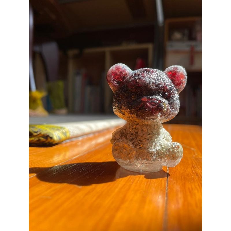 ♪ 原礦碎石毛衣熊/小熊♪- 天然碎石熊熊/泰迪熊—仿奧根塔/奧剛塔滴膠能量擺件—黑曜石/紫水晶/青金石-細節圖8