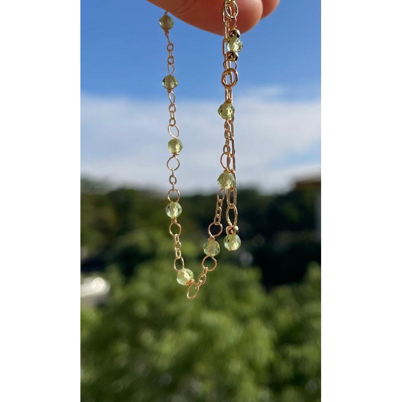 ♪天然橄欖石+14k包金♪- 8月份誕生石系列—綠橄欖石鑽切八月設計款—手鍊/手鏈-細節圖3