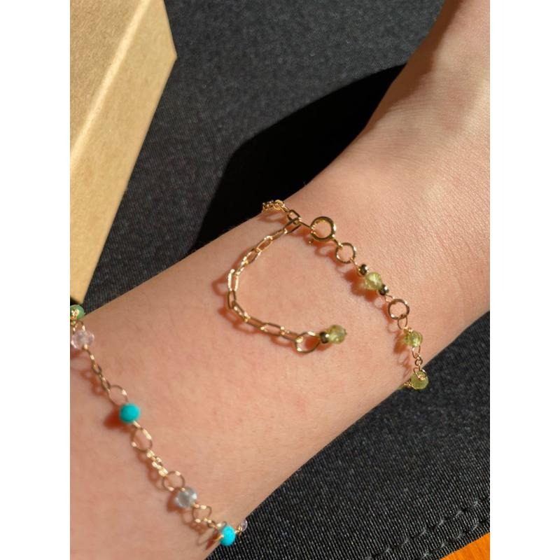 ♪天然橄欖石+14k包金♪- 8月份誕生石系列—綠橄欖石鑽切八月設計款—手鍊/手鏈-細節圖5