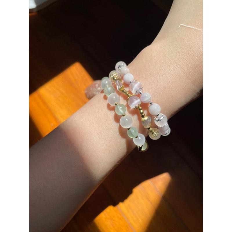 ♪透石膏+灰月光/拉長石♪- 天然6mm石膏晶拉長石—第八輪設計款—手珠/手鍊-細節圖4