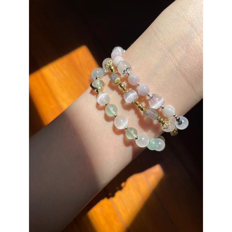 ♪透石膏+灰月光/拉長石♪- 天然6mm石膏晶拉長石—第八輪設計款—手珠/手鍊-細節圖5