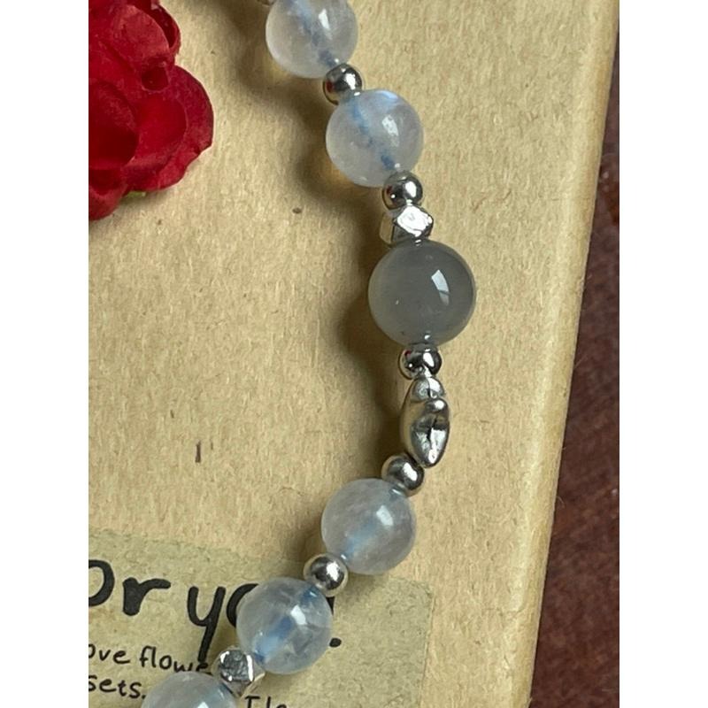 ♪藍暈月光+灰月光♪- 天然純灰月光月光石巨蟹座生日禮物設計款—手珠/手鍊-細節圖2