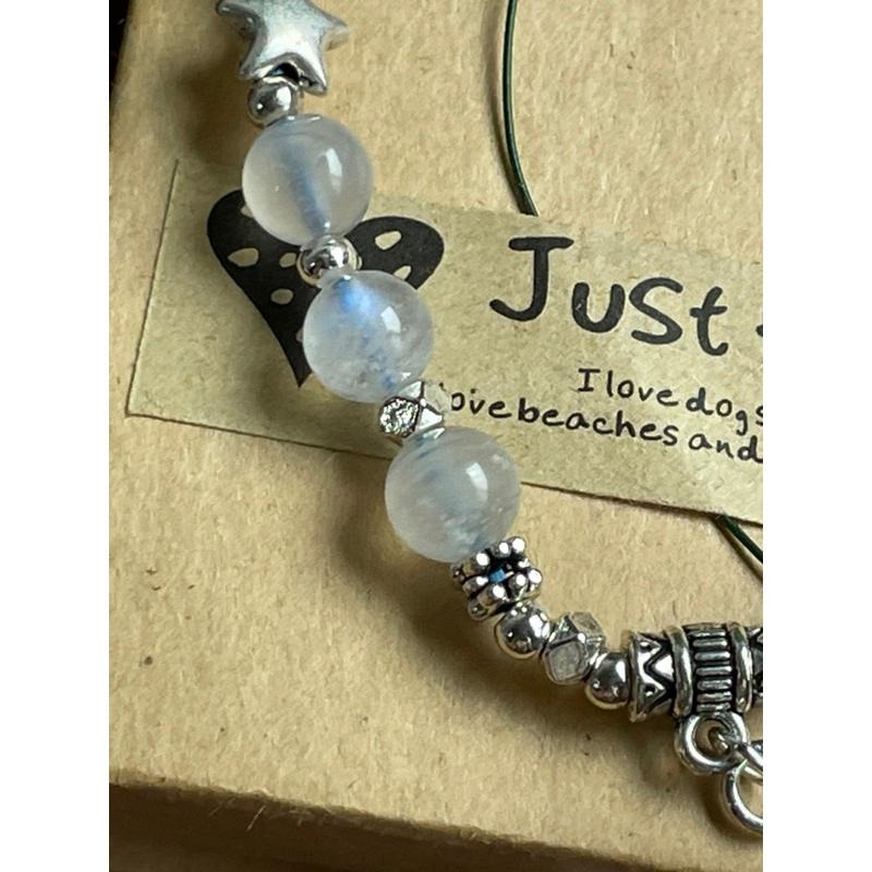 ♪藍暈月光+灰月光♪- 天然純灰月光月光石巨蟹座生日禮物設計款—手珠/手鍊-細節圖4