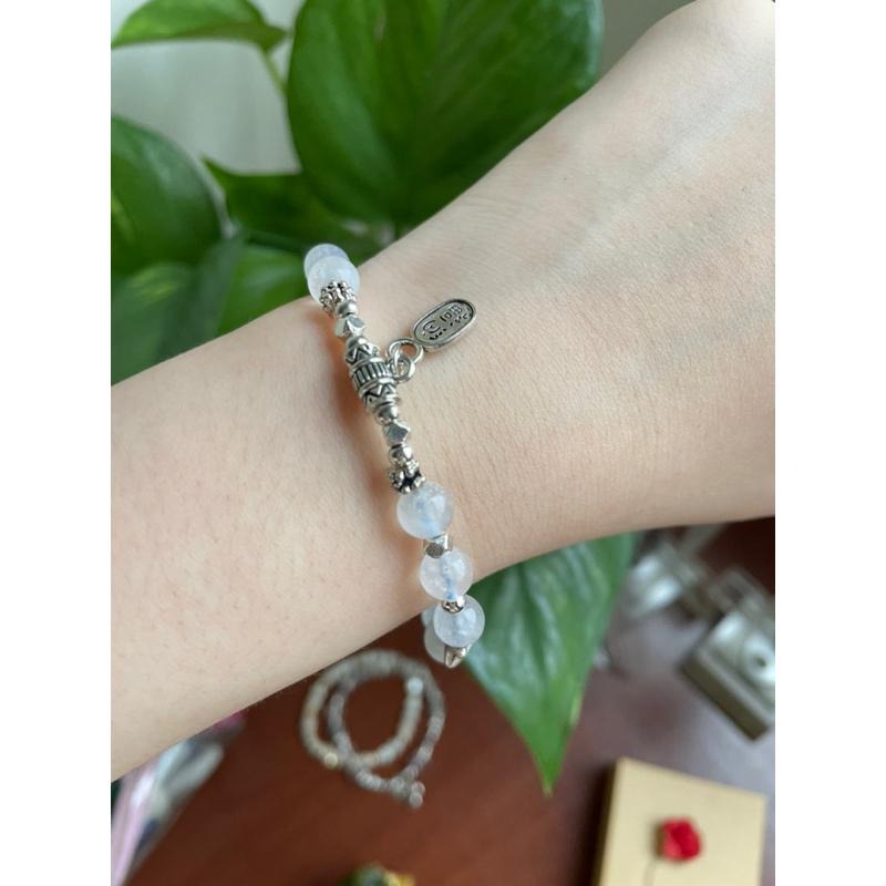 ♪藍暈月光+灰月光♪- 天然純灰月光月光石巨蟹座生日禮物設計款—手珠/手鍊-細節圖5