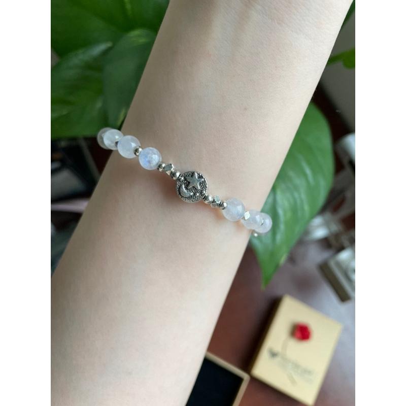 ♪藍暈月光+灰月光♪- 天然純灰月光月光石巨蟹座生日禮物設計款—手珠/手鍊-細節圖6