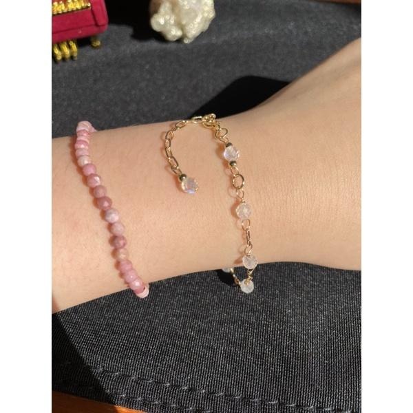 ♪天然藍暈月光石+14k包金♪- 6月份誕生石系列—白月光石鑽切六月設計款—手鍊/手鏈-細節圖4