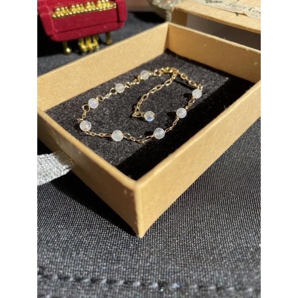 ♪天然藍暈月光石+14k包金♪- 6月份誕生石系列—白月光石鑽切六月設計款—手鍊/手鏈-細節圖6