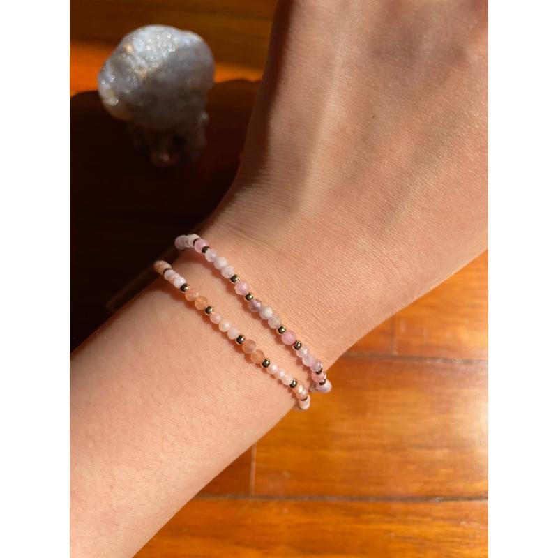 ♪粉晶+薰衣草紫水晶/淡色紫晶♪- 天然3mm水晶鑽切設計款—手珠/手鍊-細節圖3