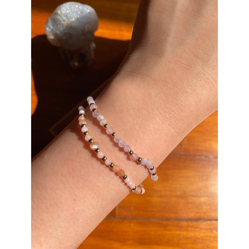 ♪粉晶+薰衣草紫水晶/淡色紫晶♪- 天然3mm水晶鑽切設計款—手珠/手鍊-細節圖4