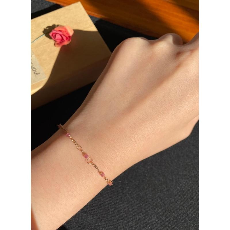 ♪天然碧璽/粉碧璽+14k包金♪- 10月份誕生石系列—電氣石鑽切十月設計款—手鍊/手鏈-細節圖5