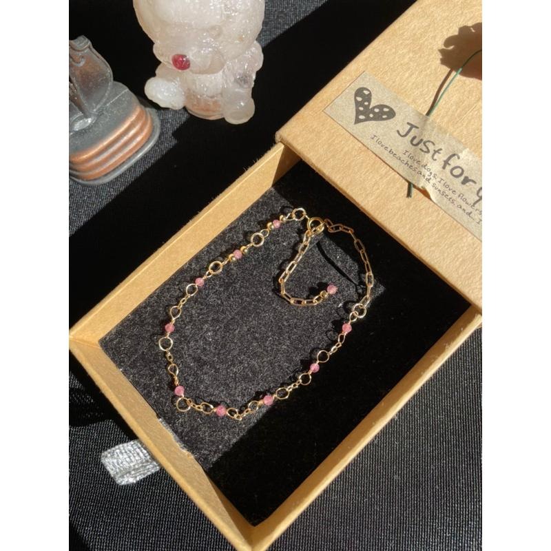 ♪天然碧璽/粉碧璽+14k包金♪- 10月份誕生石系列—電氣石鑽切十月設計款—手鍊/手鏈-細節圖7