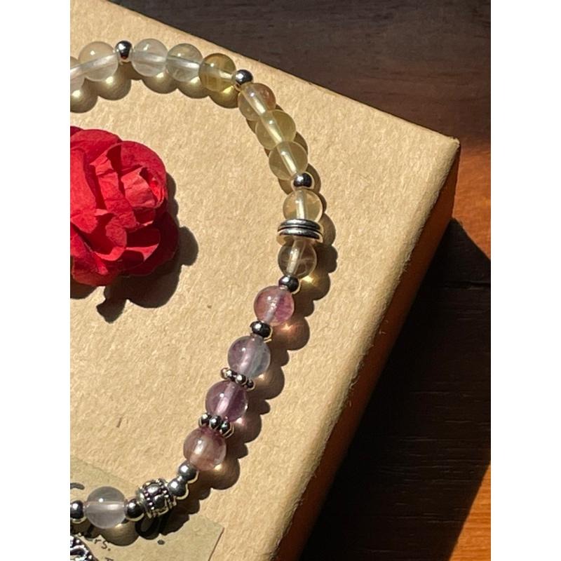 ♪螢石♪- 天然4mm螢石—水瓶座生日禮物設計款—手珠/手鍊-細節圖2