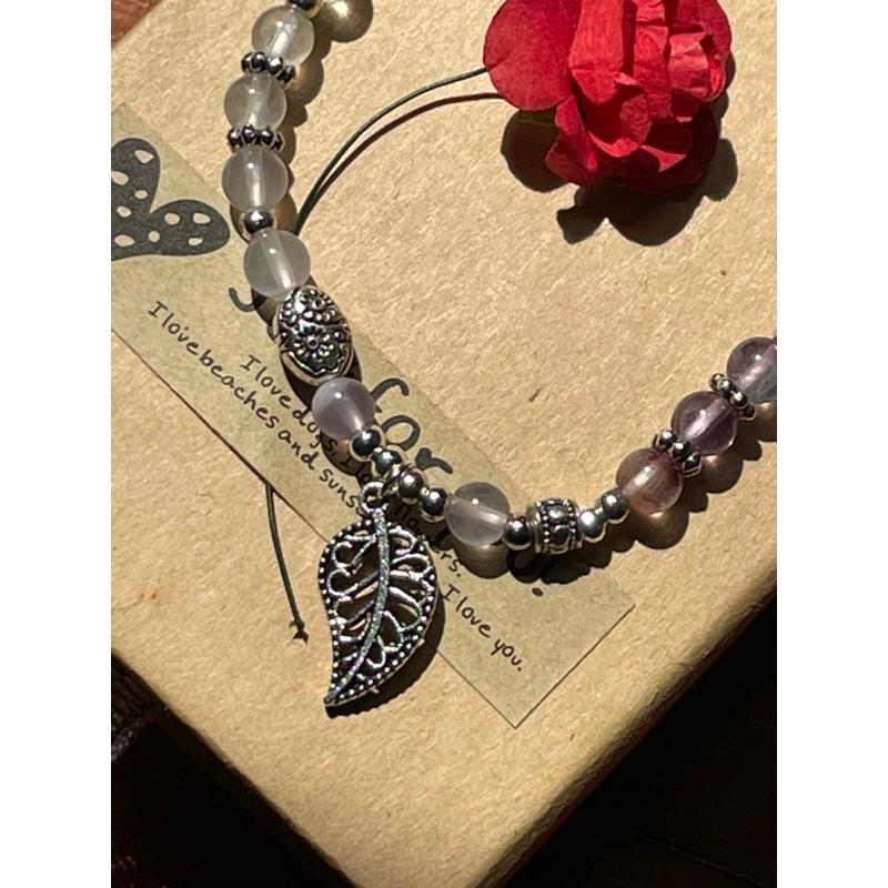 ♪螢石♪- 天然4mm螢石—水瓶座生日禮物設計款—手珠/手鍊-細節圖4