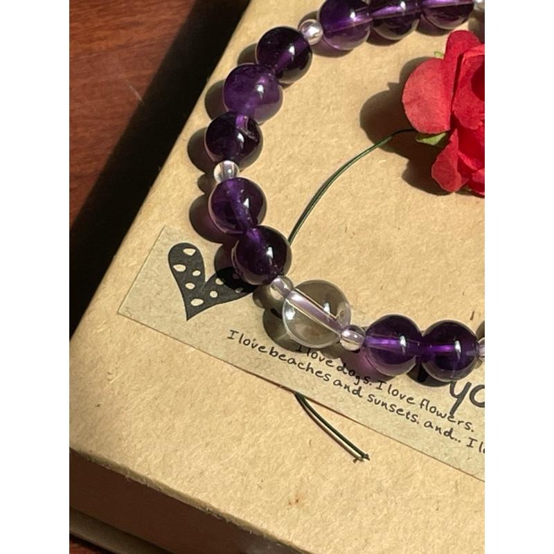 ♪紫水晶+白水晶♪- 天然水晶—手珠/手鍊《NG》-細節圖2