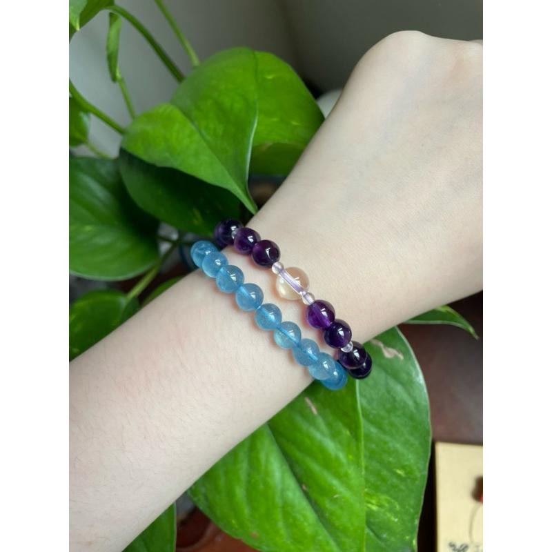 ♪紫水晶+白水晶♪- 天然水晶—手珠/手鍊《NG》-細節圖5