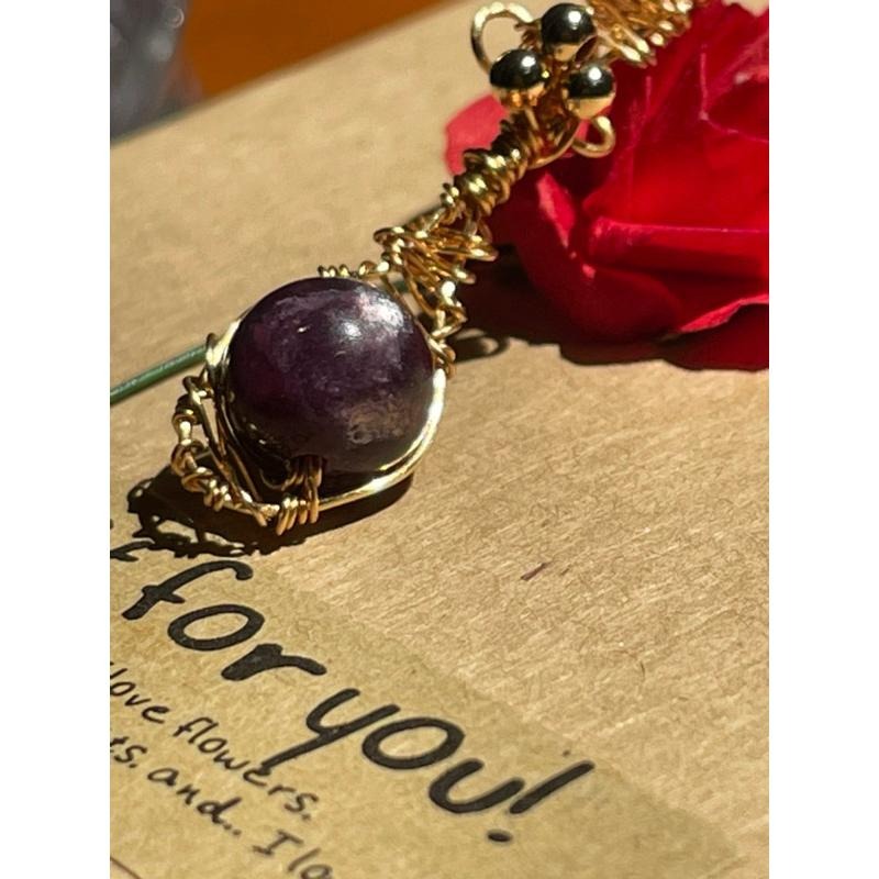 ♪紫鋰雲母/紫雲母+銅線編織♪- 《義賣區》天然雲母保色銅線編織—項鏈/墜子/項鍊墜-細節圖3