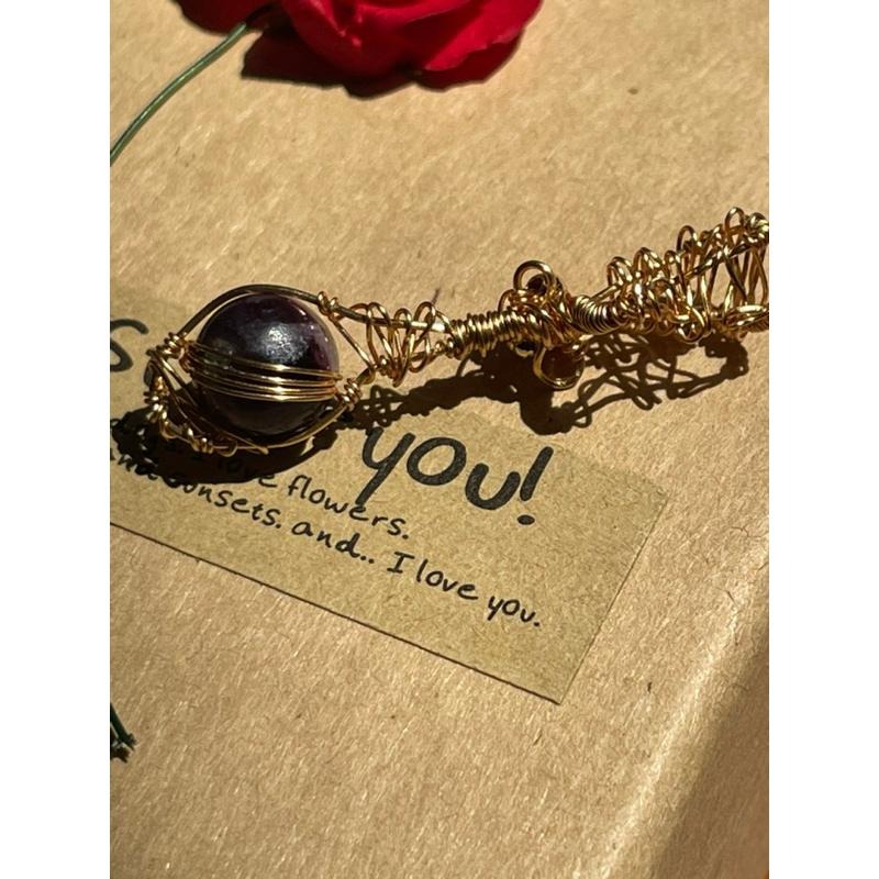 ♪紫鋰雲母/紫雲母+銅線編織♪- 《義賣區》天然雲母保色銅線編織—項鏈/墜子/項鍊墜-細節圖5