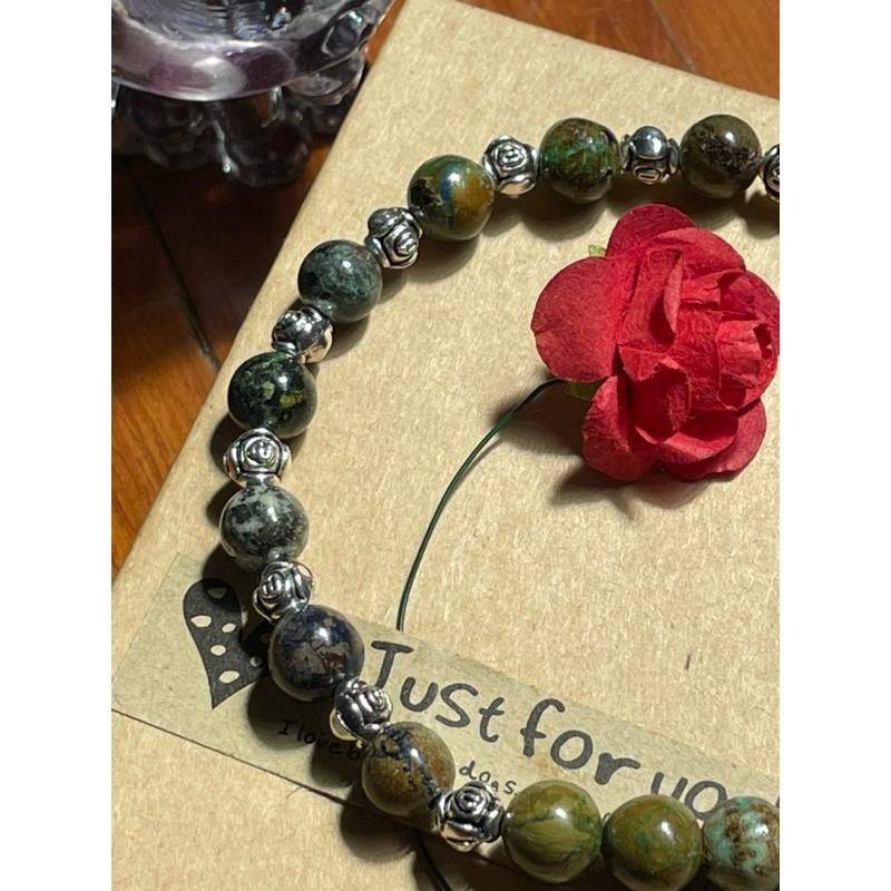 ♪藍銅礦/鳳凰石♪- 天然7mm藍銅礦孔雀石共生設計款—手珠/手鍊-細節圖2