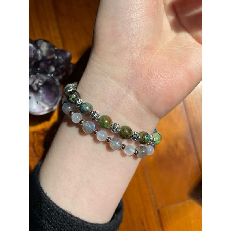 ♪藍銅礦/鳳凰石♪- 天然7mm藍銅礦孔雀石共生設計款—手珠/手鍊-細節圖5