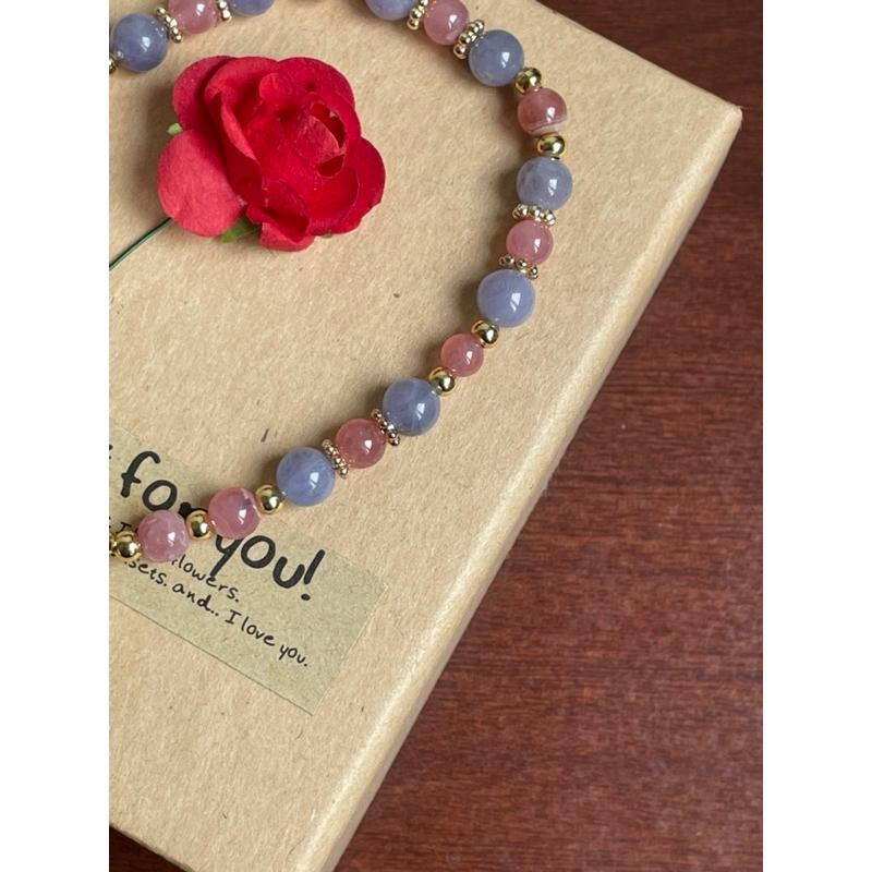 ♪坦桑石/丹泉石+紅紋石♪- 天然紅紋坦桑石—情侶閨蜜設計P款—手珠/手鍊-細節圖2