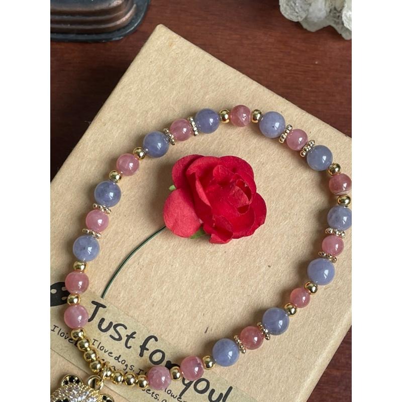 ♪坦桑石/丹泉石+紅紋石♪- 天然紅紋坦桑石—情侶閨蜜設計P款—手珠/手鍊-細節圖4