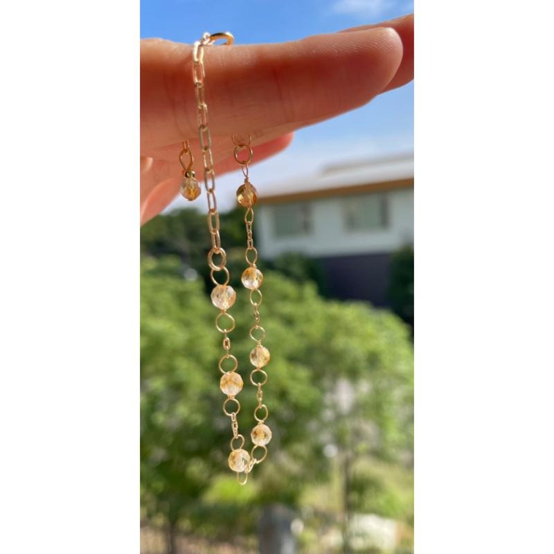 ♪天然黃水晶+14k包金♪- 11月份誕生石系列—黃水晶鑽切十一月設計款—手鍊/手鏈-細節圖2