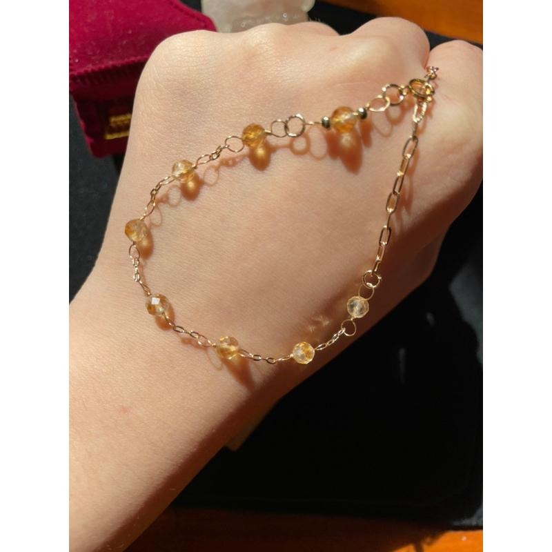 ♪天然黃水晶+14k包金♪- 11月份誕生石系列—黃水晶鑽切十一月設計款—手鍊/手鏈-細節圖3