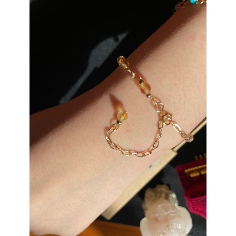 ♪天然黃水晶+14k包金♪- 11月份誕生石系列—黃水晶鑽切十一月設計款—手鍊/手鏈-細節圖4