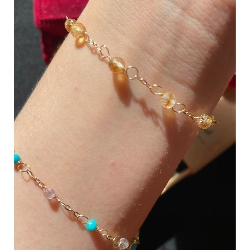 ♪天然黃水晶+14k包金♪- 11月份誕生石系列—黃水晶鑽切十一月設計款—手鍊/手鏈-細節圖5