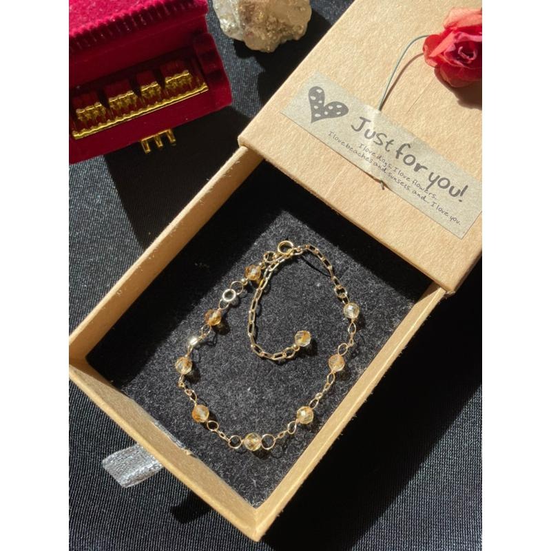 ♪天然黃水晶+14k包金♪- 11月份誕生石系列—黃水晶鑽切十一月設計款—手鍊/手鏈-細節圖6