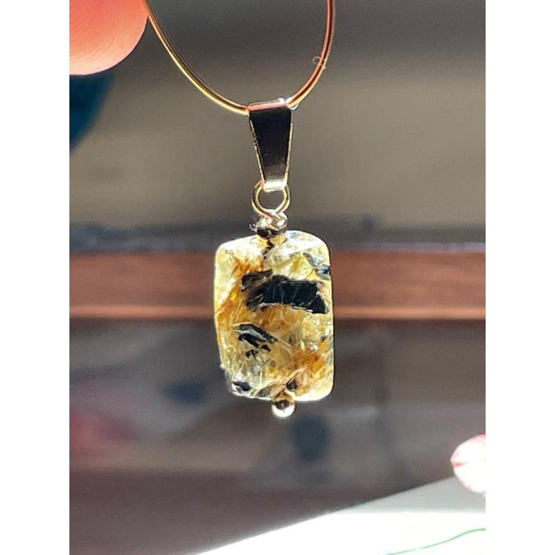 ♪鈦晶/太陽花+鍍14k金♪- 《義賣區》天然帶母礦鈦晶14k包金—項鏈/墜子/項鍊墜-細節圖6