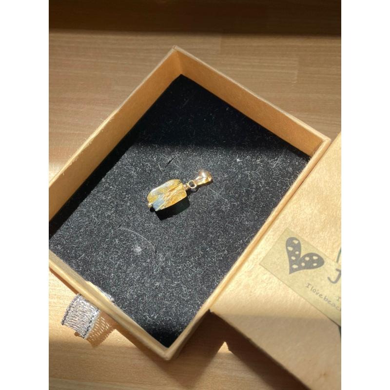 ♪鈦晶/太陽花+鍍14k金♪- 《義賣區》天然帶母礦鈦晶14k包金—項鏈/墜子/項鍊墜-細節圖7