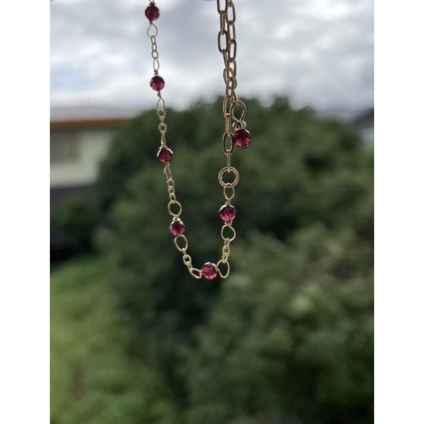 ♪天然石榴石+14k包金♪- 1月份誕生石系列—酒紅石榴石鑽切一月設計款—手鍊/手鏈-細節圖5